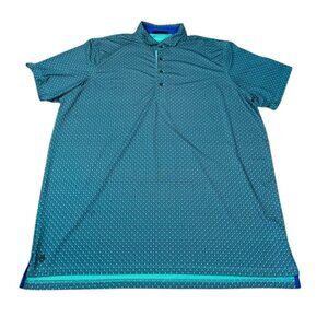 Grayson Polo Shirt Performance Golf Short Sleeve Green Polka Dot Men's XL